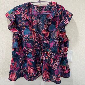 Torrid Floral Ruffle Sleeveless Top Women’s Size 1